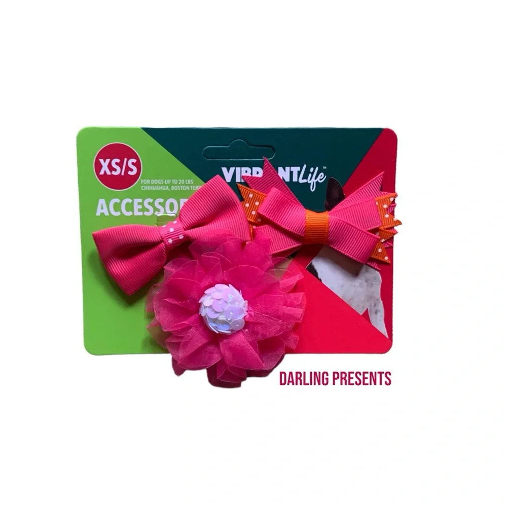 VIBRANT LIFE BOW ACCESSORIES DOG COLOR PINK SIZE XS/S - Picture 1 of 3